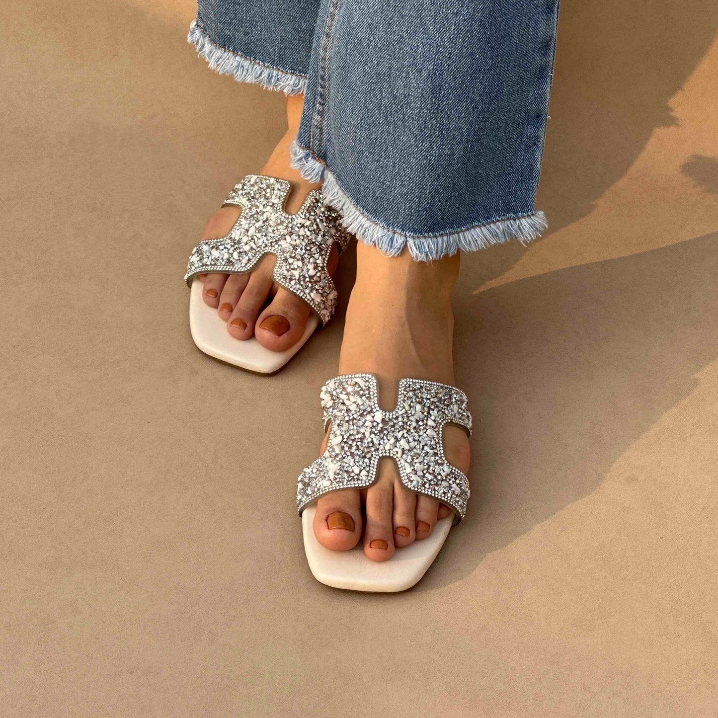 BLING SLIDES | White