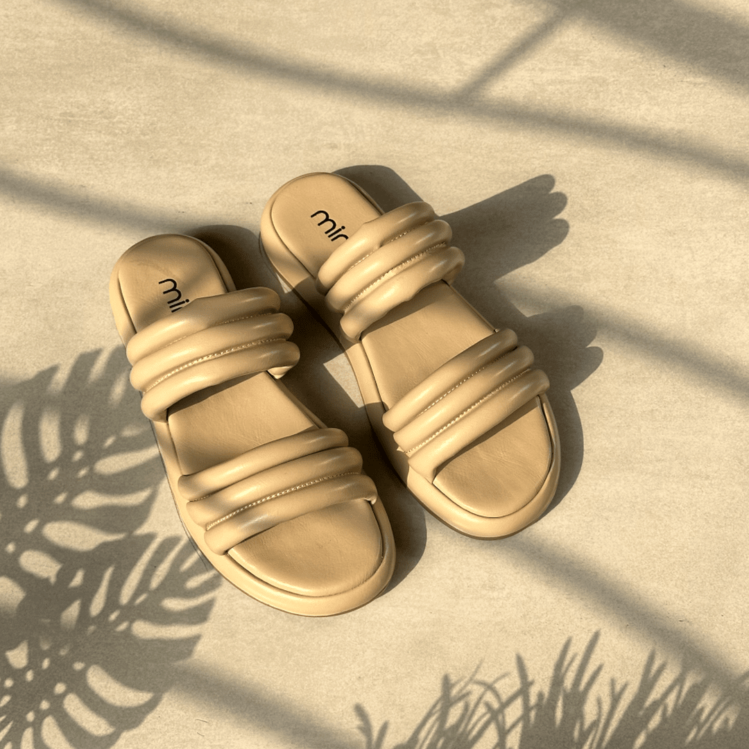 TWO STRAP SLIDER PUFFER SLIPPER Mink Bettermilk 36