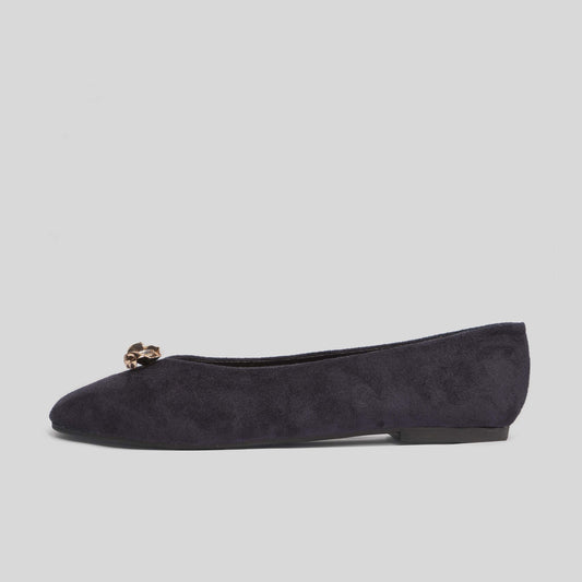 BROOCH SUEDE PUMPS | Navy Blue