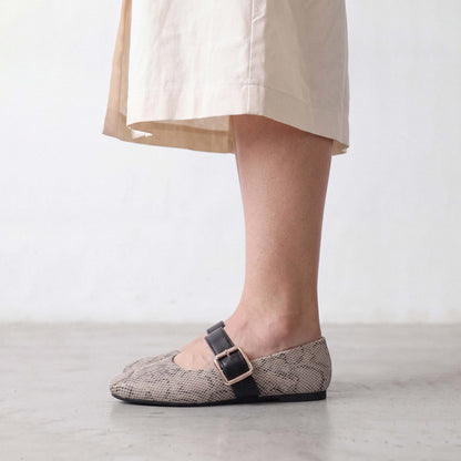 SNAKE MARYJANES | Ash White
