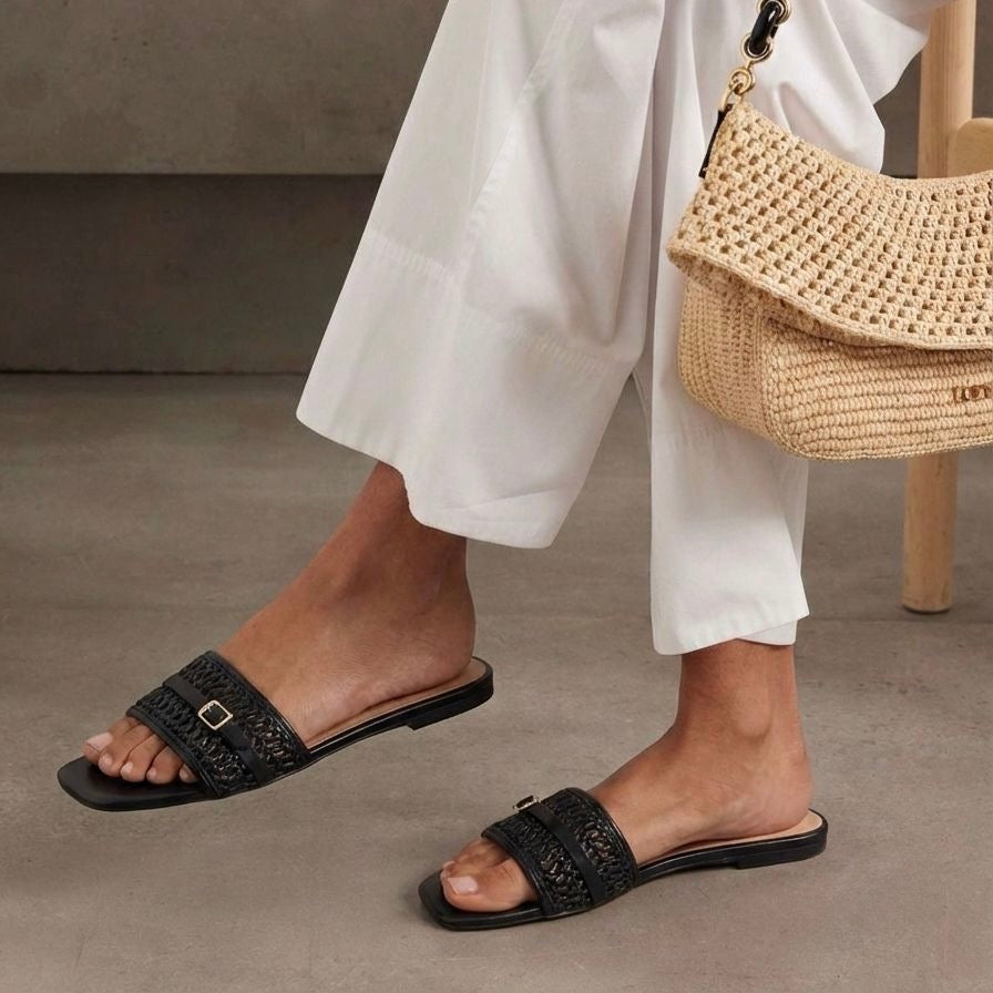 KNITTED SLIDES | Black