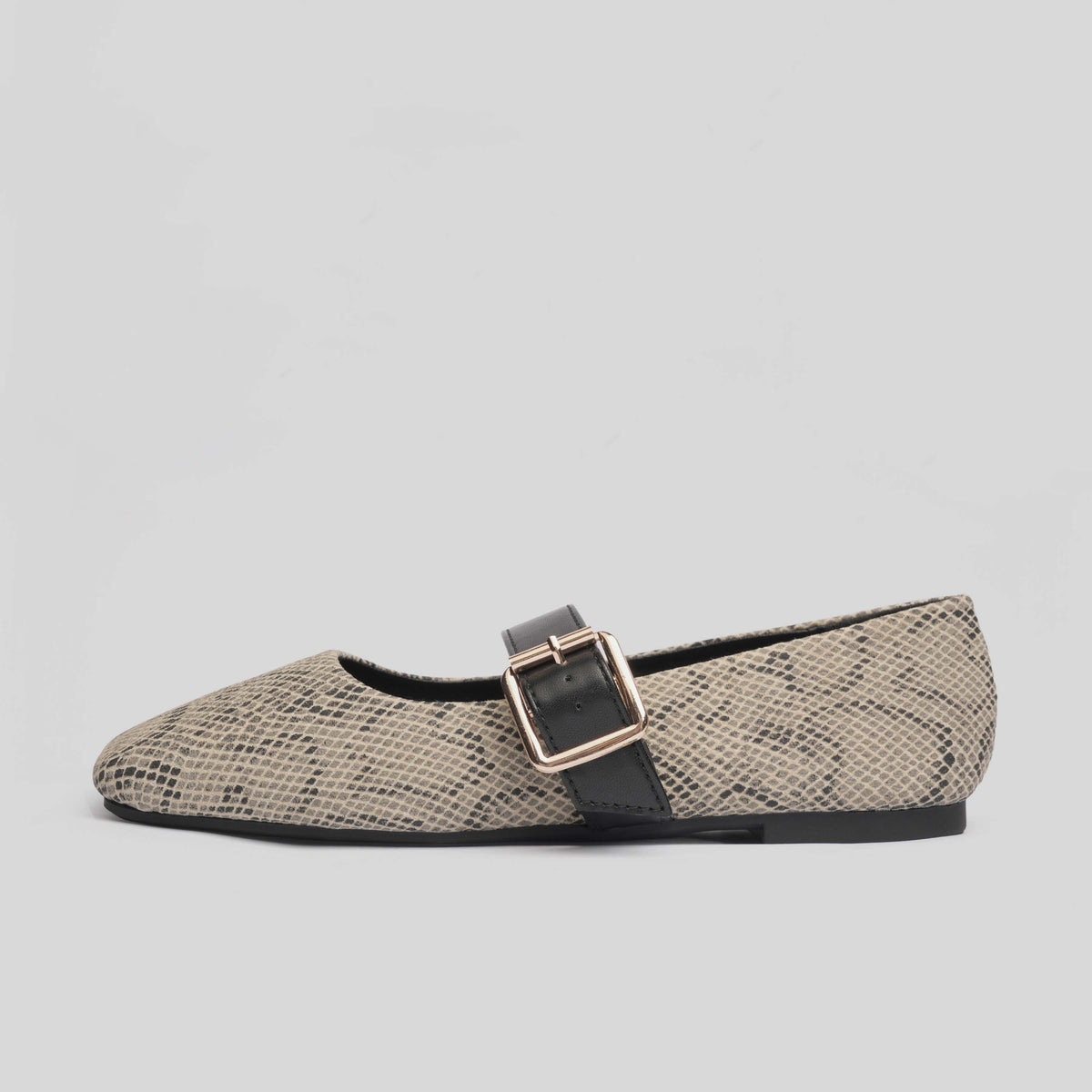 SNAKE MARYJANES | Ash White