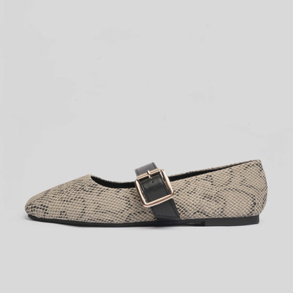 SNAKE MARYJANES | Ash White