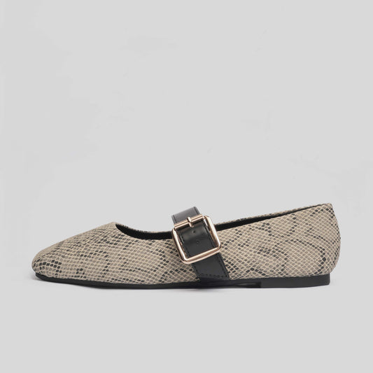 SNAKE MARYJANES | Ash White