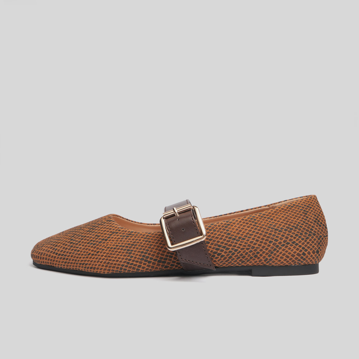 SNAKE MARYJANES | Sand Brown