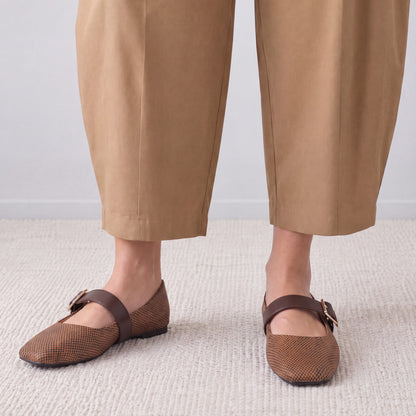 SNAKE MARYJANES | Sand Brown