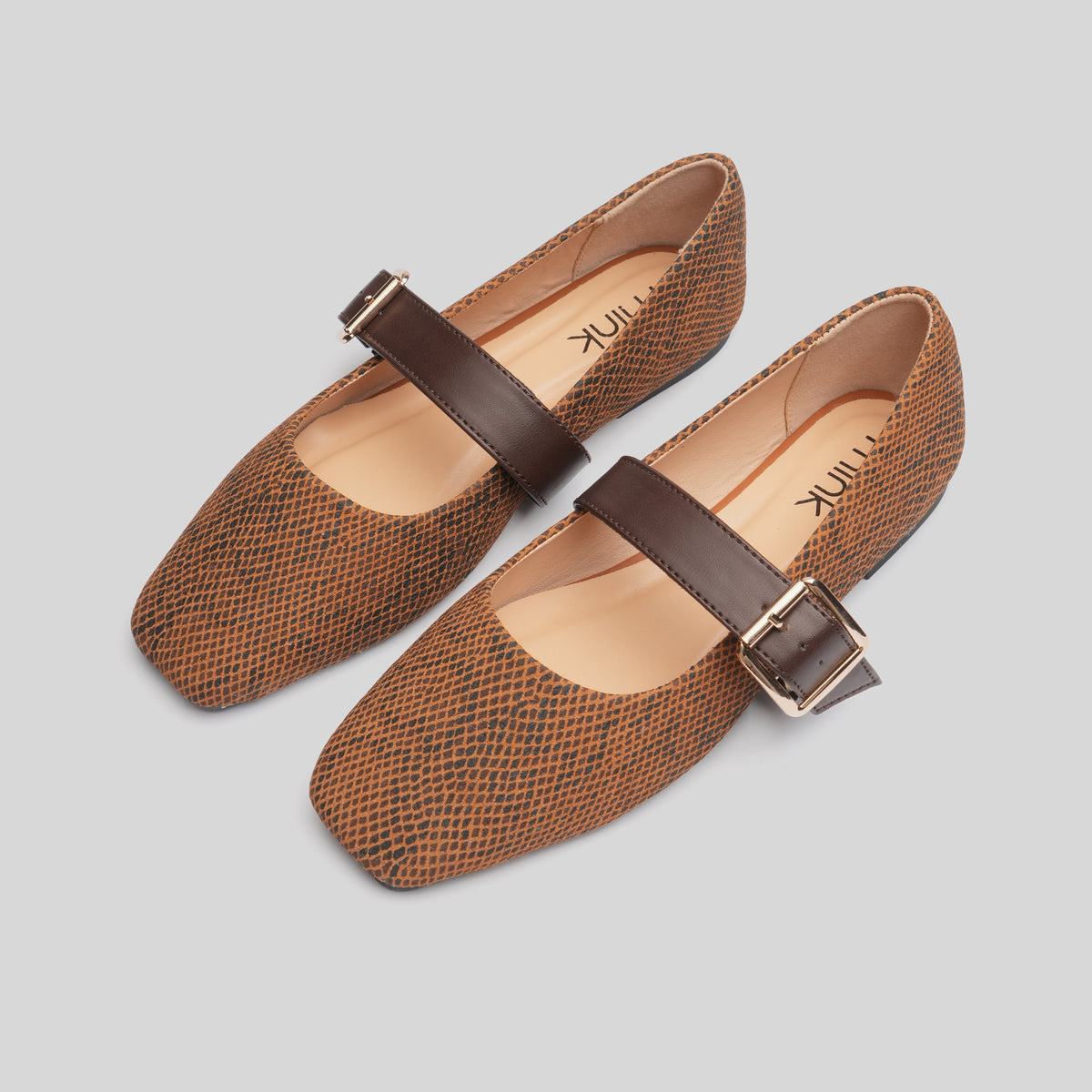 SNAKE MARYJANES | Sand Brown
