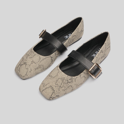 SNAKE MARYJANES | Ash White
