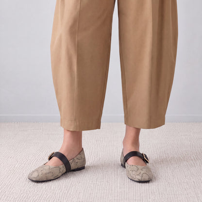 SNAKE MARYJANES | Ash White