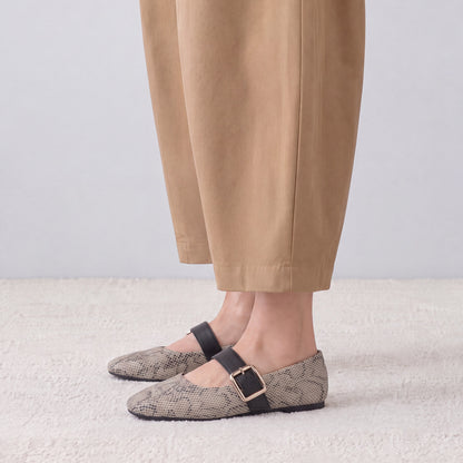 SNAKE MARYJANES | Ash White