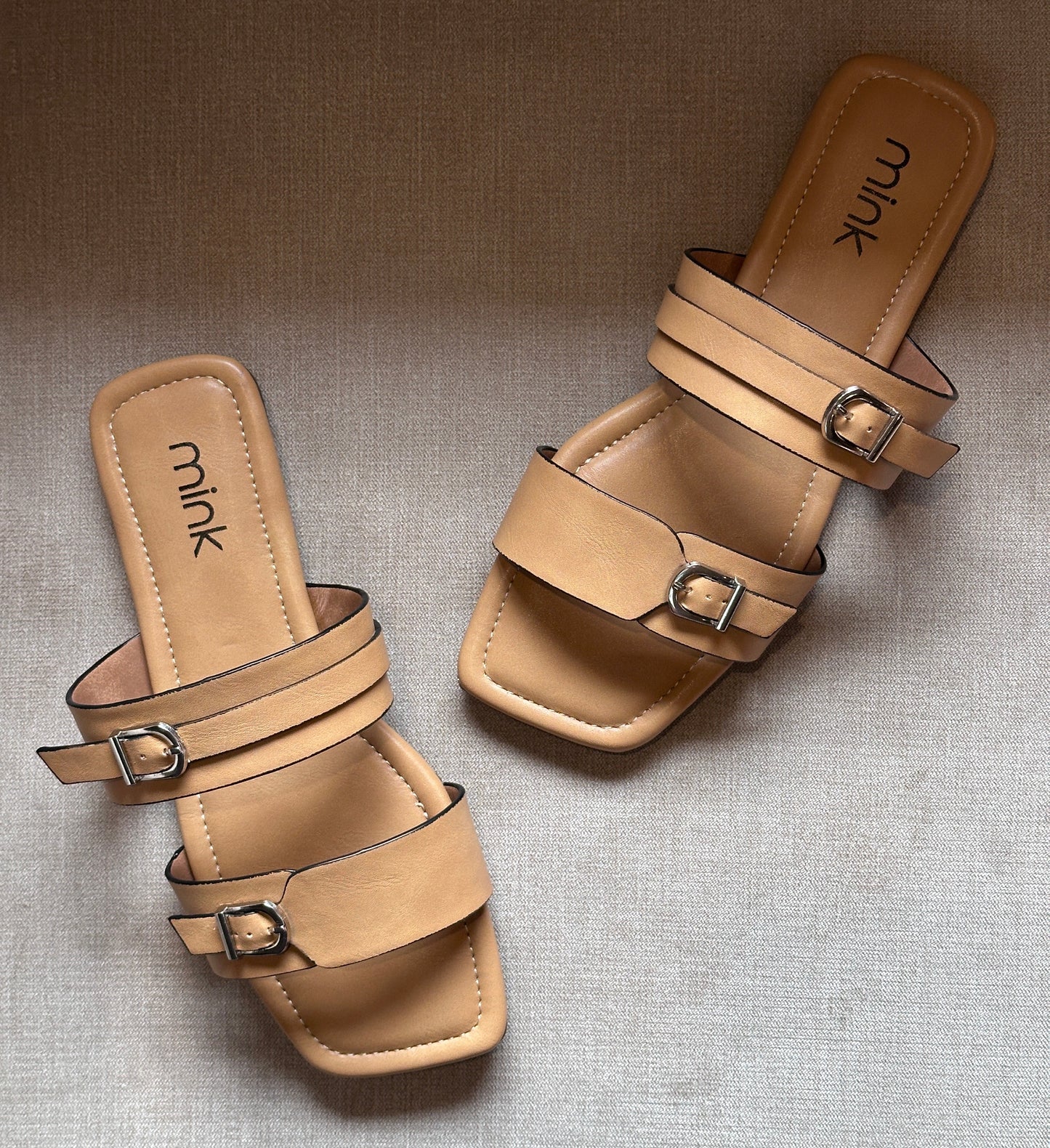 DOUBLE STRAP SLIDERS | Beige