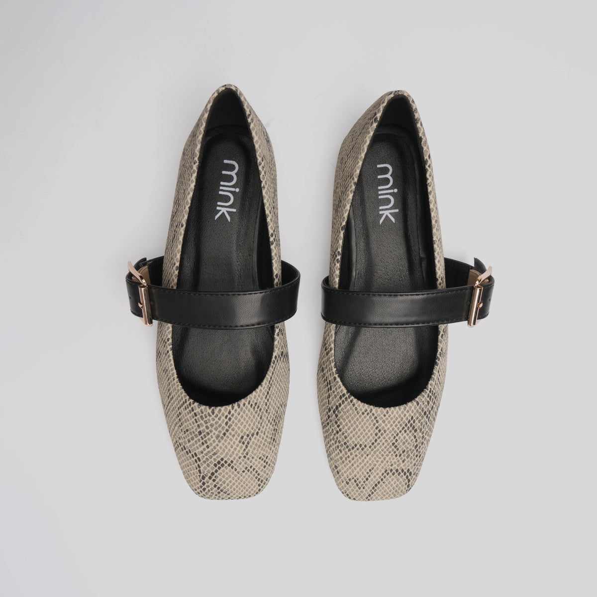 SNAKE MARYJANES | Ash White