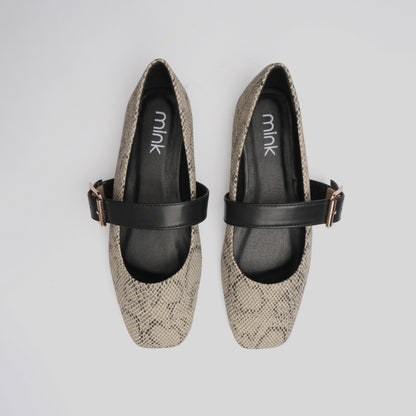 SNAKE MARYJANES | Ash White