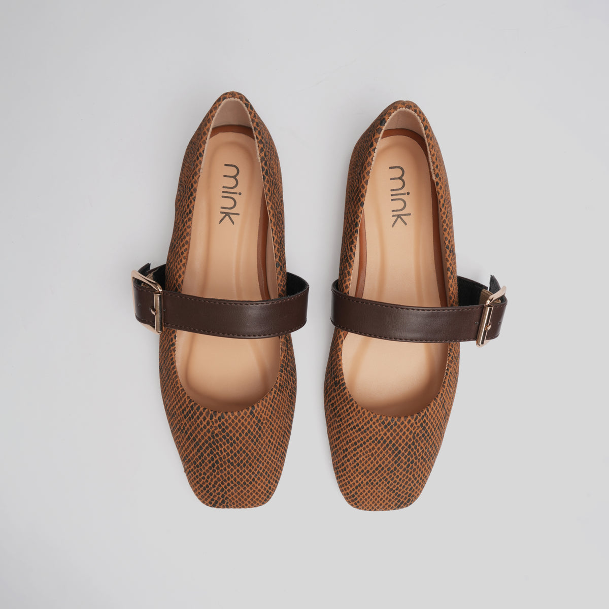 SNAKE MARYJANES | Sand Brown