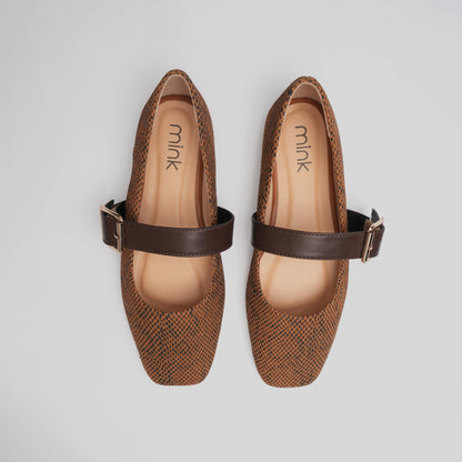 SNAKE MARYJANES | Sand Brown
