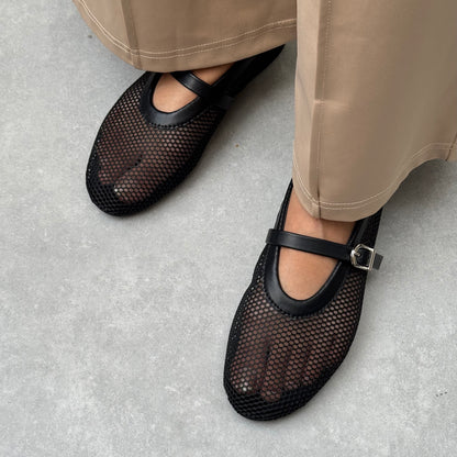 ROUNDED MESH BALLET | Black