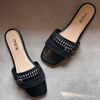 KNITTED SLIDES | Black